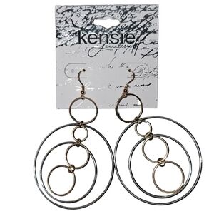 NWT Kensie Jewelry Two-Tone Metal Hoop Drop Earrings